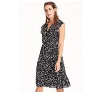 J. Crew Black & White Daisy Floral Cap Sleeve Midi Flowy Dress Plus Size XXL